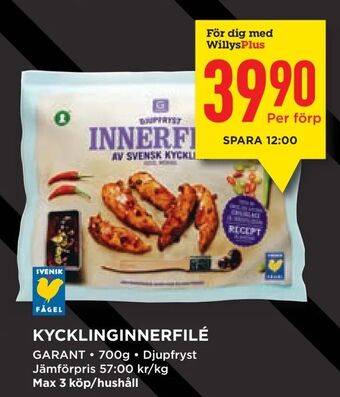 Willys Kycklinginnerfilé erbjuda