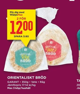 Willys Orientaliskt bröd erbjuda