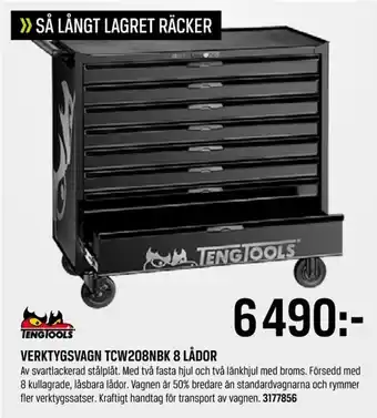 Verktygsvagn TCW208NBK 8 Lådor