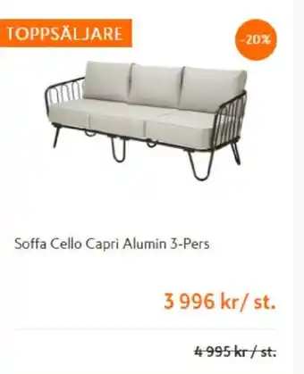K-rauta Soffa Cello Capri Alumin 3-Pers erbjuda