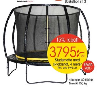 EKO Studsmatta med skyddsnät, 4 meter erbjuda