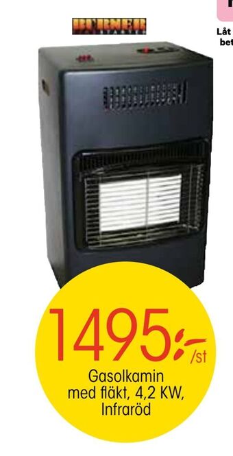 EKO Gasolkamin med fläkt, 4,2 KW, Infraröd erbjuda