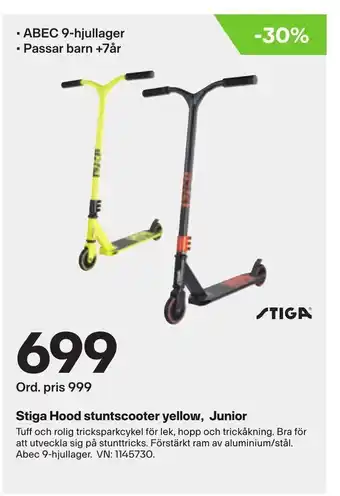 XXL Stiga Hood stuntscooter yellow, Junior erbjuda