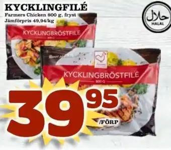 Matvärlden Tensta Kycklingfilé Farmers Chicken 800 g, fryst Jämförpris 49,94/kg erbjuda