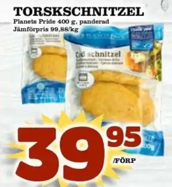 Planets Pride Torskschnitzel 400 g, panderad