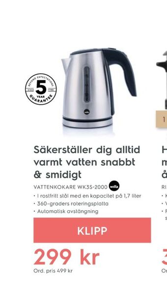 Electrolux Home Wilfa vattenkokare erbjuda