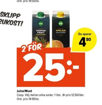 Coop Extra Coop juice erbjuda