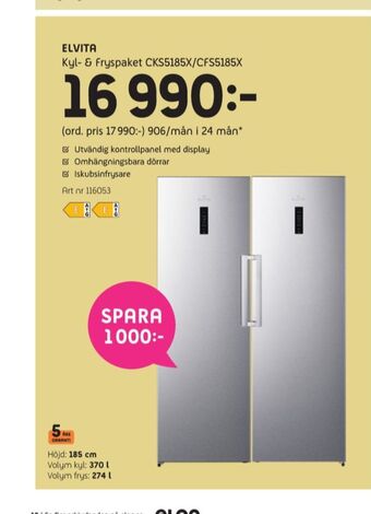 Elon Elvita kyl- & frysskåp erbjuda