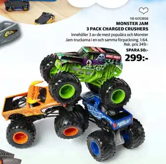 Lekia Monster jam 3 pack charged crushers erbjuda