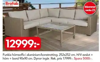 Bo Ohlsson Brafab Funkia hörnsoffa i aluminium/konstrotting erbjuda