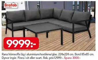 Bo Ohlsson Brafab Rana hörnsoffa hög i aluminium/textilene/glas erbjuda