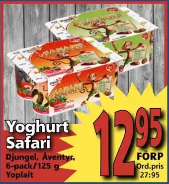 Supergrossen Safari Yoghurt Djungel, äventyr, 6-pack/125 g erbjuda