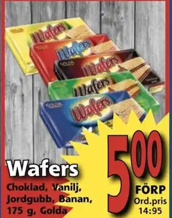 Wafers Choklad, Vanilj, Jordgubb, Banan 175 g, Golda