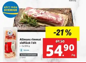 Lidl Allmans rimmat sidfläsk i bit erbjuda