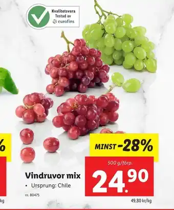 Lidl Vindruvor mix erbjuda