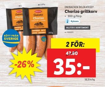 Lidl Chorizo grillkorv erbjuda