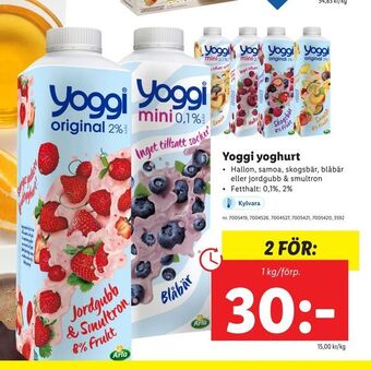 Lidl Yoggi yoghurt erbjuda