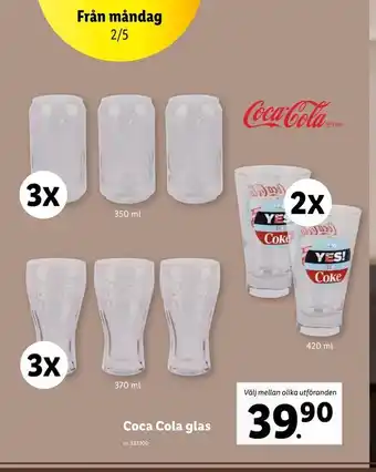 Lidl Coca Cola glas erbjuda