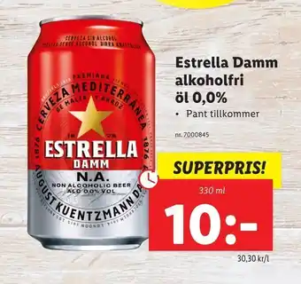 Lidl Estrella Damm alkoholfri öl 0,0% erbjuda