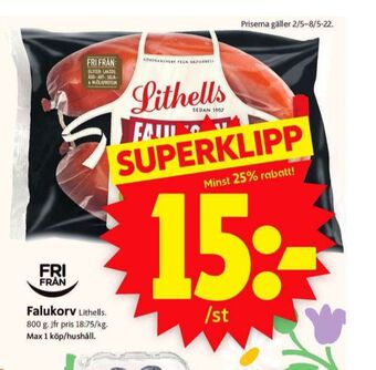 ICA Supermarket Lithells falukorv erbjuda
