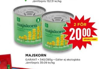 Willys Garant majs erbjuda