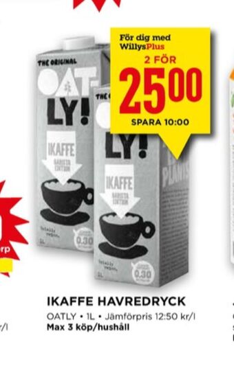 Willys Oatly ikaffe havredryck erbjuda