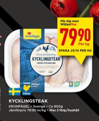 Willys Kronfågel kycklingsteak erbjuda