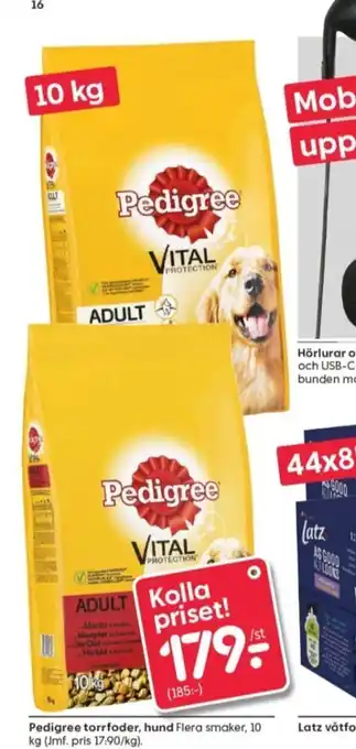 Rusta Pedigree Hundmat erbjuda