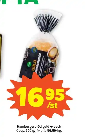 Stora Coop Hamburgerbröd guld 4-pack erbjuda