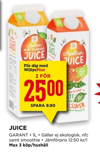 Willys Juice erbjuda