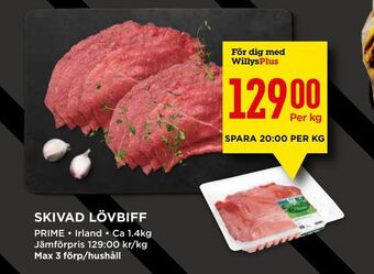 Willys Skivad lövbiff erbjuda