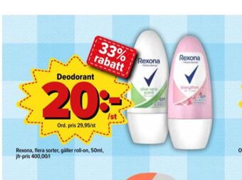 Östenssons Rexona deodorant erbjuda