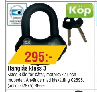 Erlandsons Brygga Hänglås klass 3 erbjuda