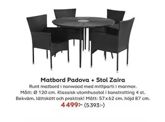 Matbord Padova + Stol Zaira