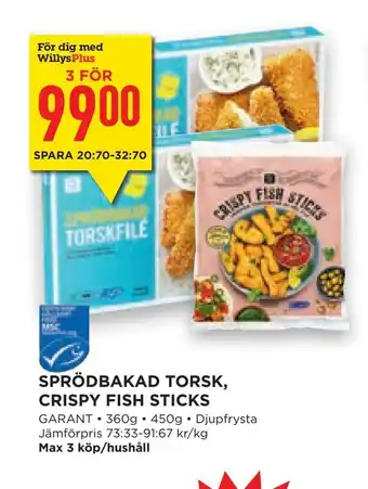 Sprödbakad torsk, crispy fish sticks