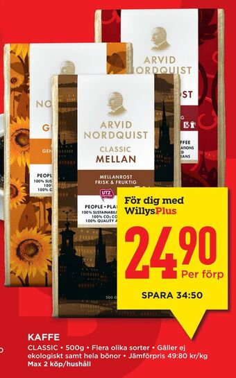Willys Hemma Kaffe erbjuda