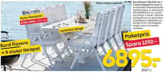 Rusta Bord Florens + 8 stolar Neapel erbjuda