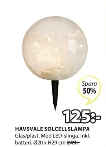 JYSK Havsvale Solcellslampa ø20 x H29 cm erbjuda