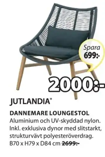 JYSK Jutlandia Dannemare Loungestol B70 x H79 x D84 cm erbjuda