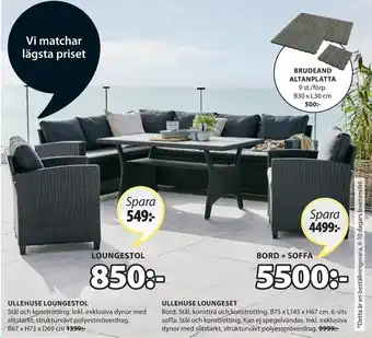 JYSK Jutlandia Ullehuse Loungeset B75 x L145 x H67 cm erbjuda
