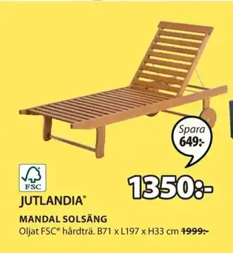 JYSK Jutlandia Mandal Solsäng B71 x L197 x H33 cm erbjuda