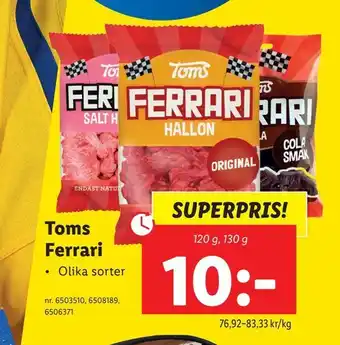 Lidl Toms, Ferrari erbjuda