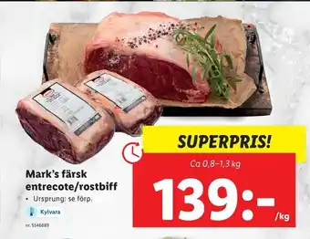 Lidl Mark's färsk. entrecote/rostbiff erbjuda