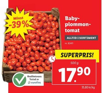 Lidl Baby plommon tomat erbjuda