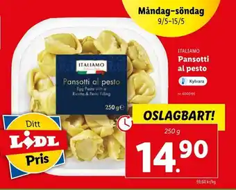 Lidl Pansotti al pesto erbjuda