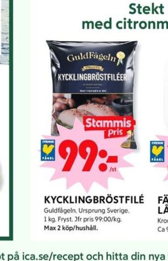ICA Kvantum Guldfågeln kycklingbröstfilé erbjuda