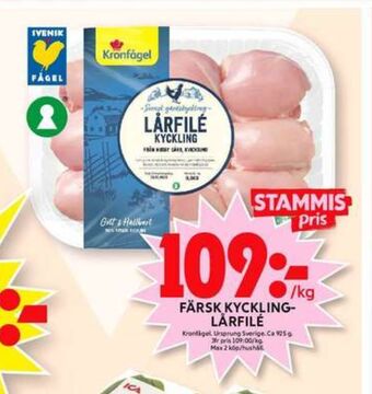 ICA Maxi Kronfågel kycklinglårfile erbjuda