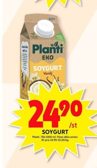 ICA Maxi Soygurt yoghurt alternativ erbjuda