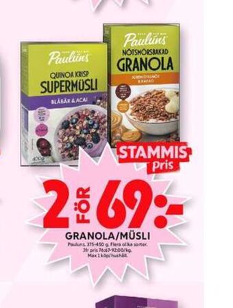 ICA Maxi Paulùns granola erbjuda