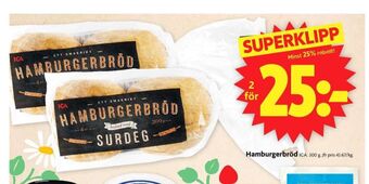 ICA Supermarket Surdeg hamburgerbröd erbjuda